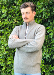 Men's 1/4 Zip Possum Merino Patch Jumper